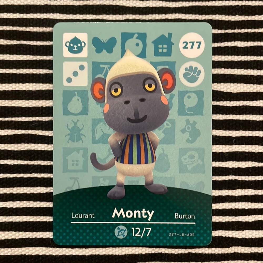 Genuine ACNH Monty amiibo card